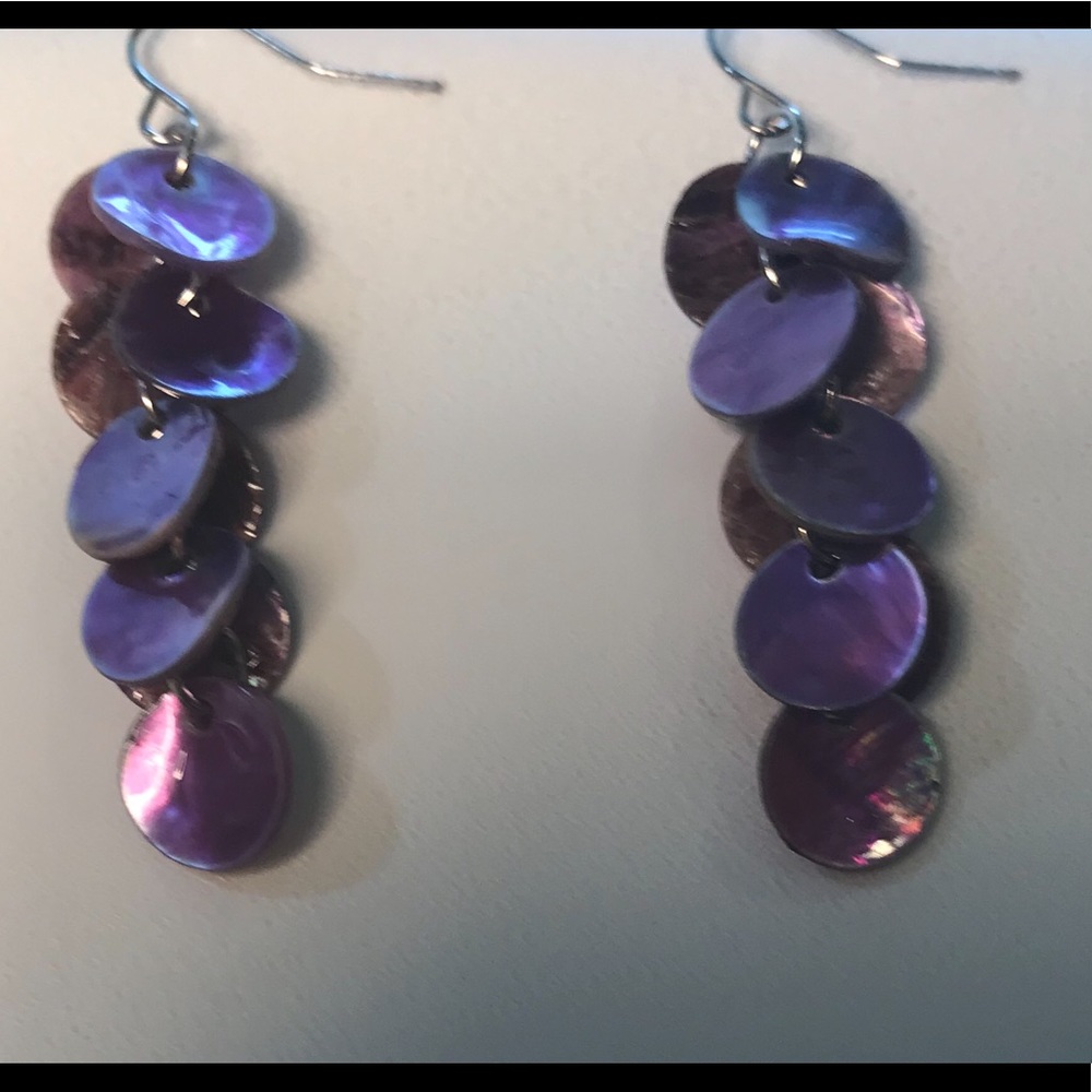 Purple Capiz Shell Dangle Earrings
